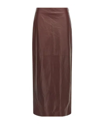 BRUNELLO CUCINELLI BRUNELLO CUCINELLI COLUMN LONG LEATHER SKIRT