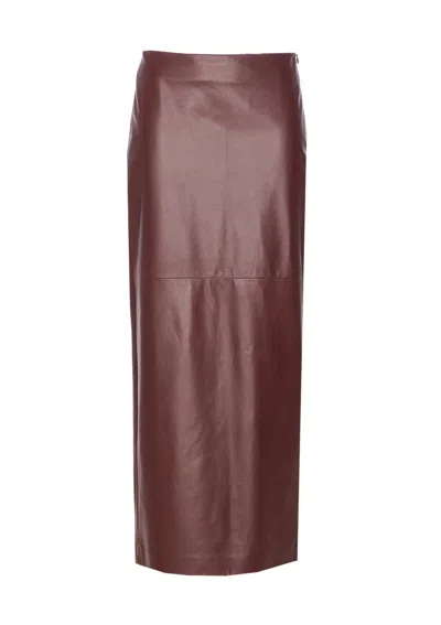Brunello Cucinelli Column Long Skirt In Burgundy