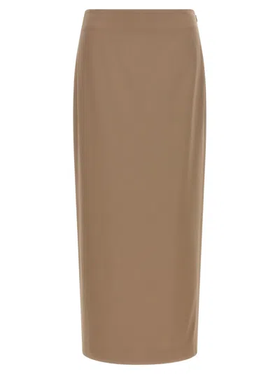 Brunello Cucinelli Column Long Skirt In Brown