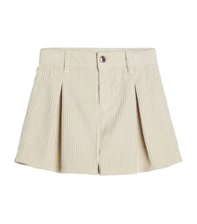 Brunello Cucinelli Kids' Comfort-corduroy Pleated Shorts (4-12 Years) In Neutrals