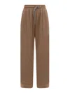 Brunello Cucinelli Comfort Cotton And Silk Wide Pantss In Brown