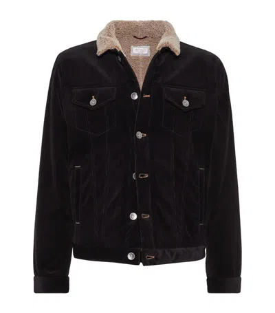 Brunello Cucinelli Comfort Cotton-cashmere Corduroy Jacket In Black