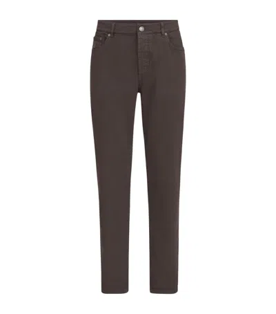 Brunello Cucinelli Comfort Denim Five-pocket Trousers In Brown