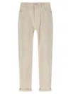 Brunello Cucinelli Dyed Jeans With Rolled Cuffs And Pockets In Neutral