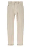 Brunello Cucinelli Dyed Jeans With Rolled Cuffs And Pockets In Pink