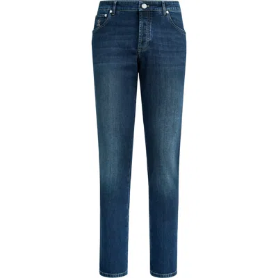 Brunello Cucinelli Comfort Denim Trousers In Blue