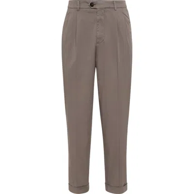 Brunello Cucinelli Comfort Gabardine Trousers In Gray