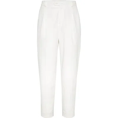 Brunello Cucinelli Comfort Gabardine Trousers In White