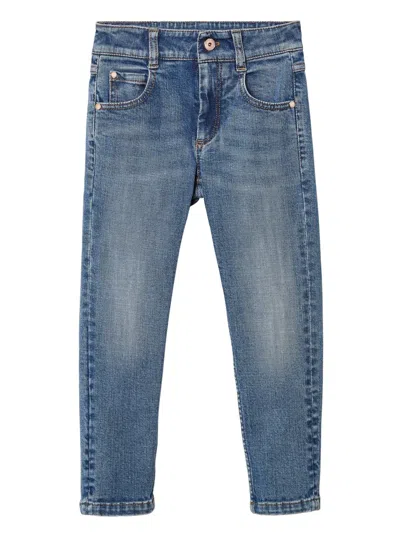 Brunello Cucinelli Kids' Comfort Mid-rise Slim-fit Jeans In Blue