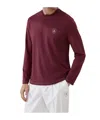 Brunello Cucinelli Comfort Nylon Long Sleeve T-shirt With Logo In Burgundy