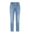 Brunello Cucinelli Slim Fit Five-pocket Trousers In Blue