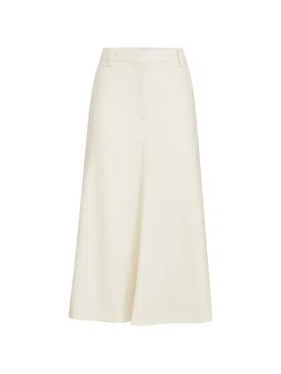 Brunello Cucinelli Comfort Virgin-wool Gabardine Flute Skirt With Monili In White