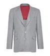 Brunello Cucinelli Grey Melange Wool And Silk Blend Blazer In Grey