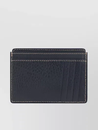 Brunello Cucinelli Compact Stitched Textured Wallet In Blue