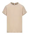 Brunello Cucinelli Constrast-trim Fitted T-shirt In Nude