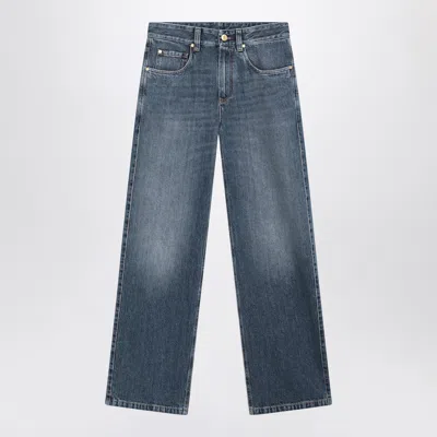 Brunello Cucinelli Loose Denim Pants With Belt Loop Accents In Blue