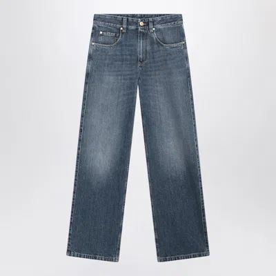 Brunello Cucinelli Contemporary Loose Pants In Blue Denim Women
