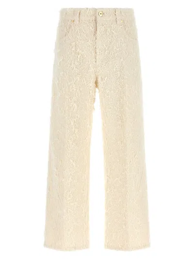 Brunello Cucinelli Square Cut Cropped High Rise Denim Pants In Yellow