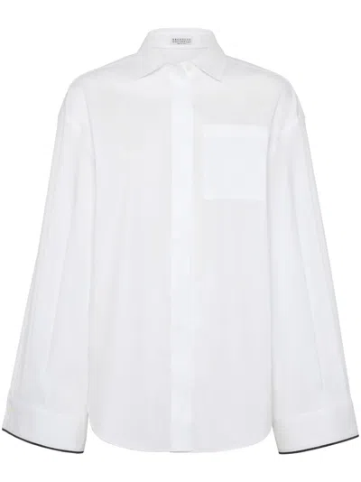 BRUNELLO CUCINELLI CONTRAST-BORDER POPLIN SHIRT