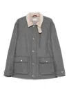 Brunello Cucinelli Contrast-collar Jacket In Gray