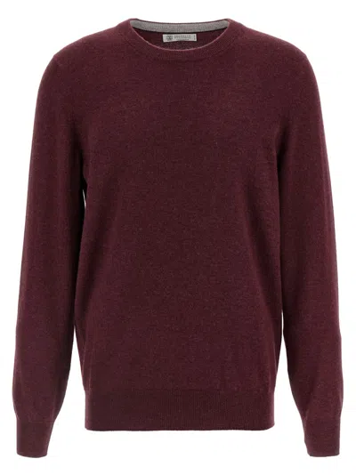 Brunello Cucinelli Contrast-detailed Cashmere Sweater With Crew Neck In Black