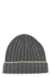 Brunello Cucinelli Contrast Line Beanie In Gray