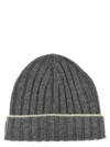 Brunello Cucinelli Beanie Featuring Contrasting Lines In Gray