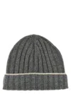 Brunello Cucinelli Cashmere Two-tone Beanie In Gray