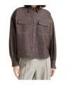 Brunello Cucinelli Cotton Blend Shirt Metallic Finish In Brown