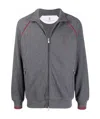 Brunello Cucinelli Contrast Piping Zip-up Sweatshirt In Gray