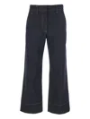 Brunello Cucinelli Blue Jeans With Wide Leg And Contrasting Stitching In Denim Woman
