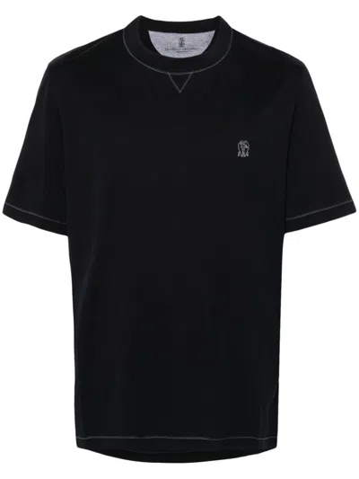 BRUNELLO CUCINELLI CONTRAST-STITCHING T-SHIRT