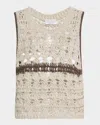 Brunello Cucinelli Contrast Stripe Open Knit Tank Top