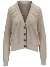 Brunello Cucinelli V-neck Contrast-trim Cardigan In Neutrals