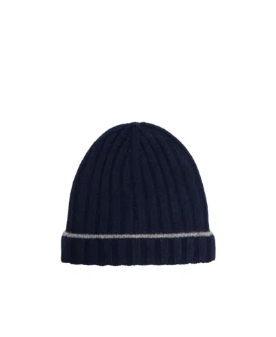 Brunello Cucinelli Contrast-trim Cashmere Beanie In Black