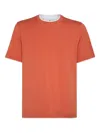 Brunello Cucinelli T-shirt Mit Kontrastbesatz In Brown
