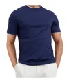 Brunello Cucinelli Contrast-trim Crew-neck T-shirt In Night