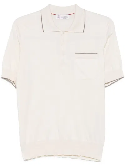 Brunello Cucinelli Contrast-trim Polo Shirt In 中性色