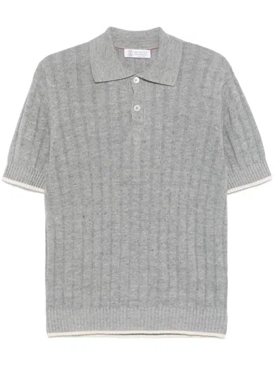 Brunello Cucinelli Poloshirt Mit Kontrastdetails In Grau