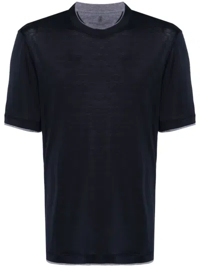 Brunello Cucinelli Layered-effect Crewneck T-shirt In Black