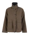 Brunello Cucinelli Grey Jacket With Classic Collar With Snap Buttons In Cotton Blend Woman