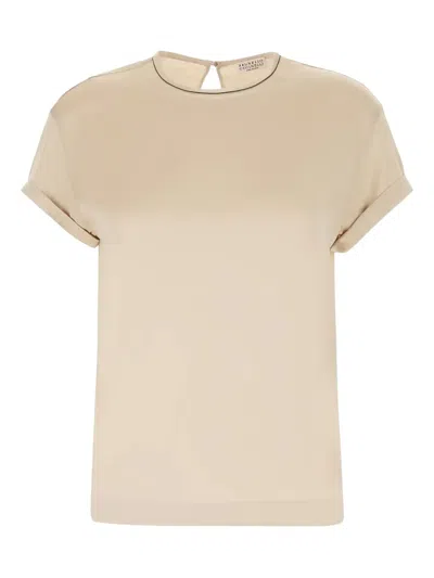Brunello Cucinelli Contrasting-collar T-shirt In Neutral