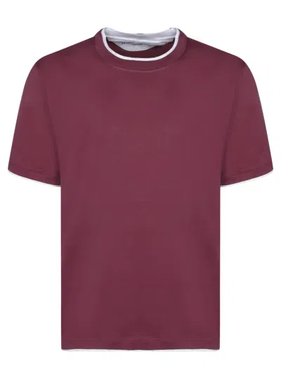 Brunello Cucinelli Contrasting Edges Bordeaux T-shirt