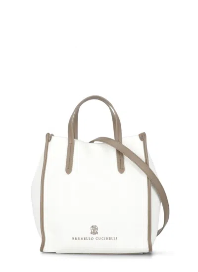Brunello Cucinelli Contrasting Handle White Linen
