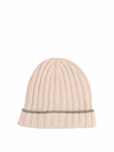 Brunello Cucinelli Contrasting Stripe Beanie In Beis