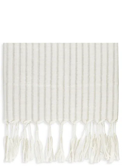 Brunello Cucinelli Contrasting Striped Wool And Linen Scarf In White