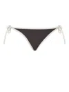 Brunello Cucinelli Techno Jersey Monili-trim Bikini Bottoms In Brown