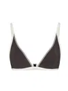 Brunello Cucinelli Techno Jersey Monili-trim Bikini Top In Brown