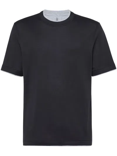 Brunello Cucinelli Cotton Regular-fit Crew-neck Short-sleeve T-shirt In Black