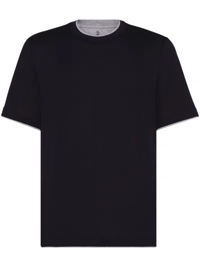 Brunello Cucinelli Layered-effect Crewneck T-shirt In Black